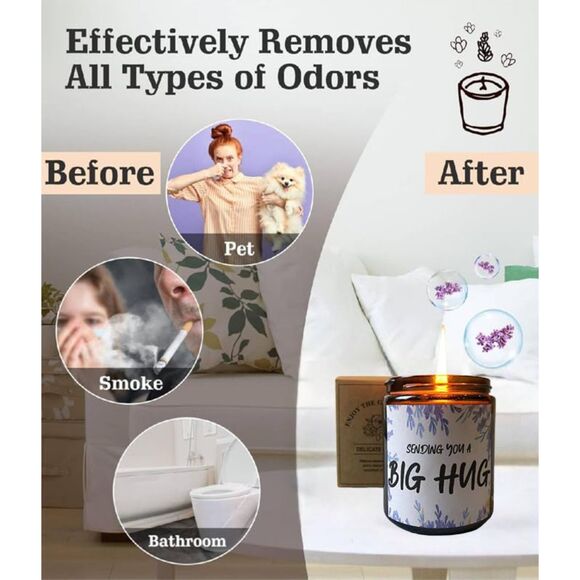 Lavender Candle 7oz Natural Soy Wax&100PCS DIY Letter Beads Mother's Day Gift - Picture 9 of 9